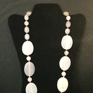Colleen Lopez Real White Stone with medium White & tiny Purple Beaded Necklace